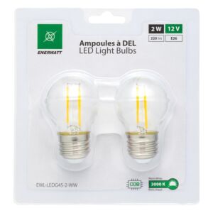 Enerwatt EWL-LEDG45-2-WW 2W LED bulb pack of 2